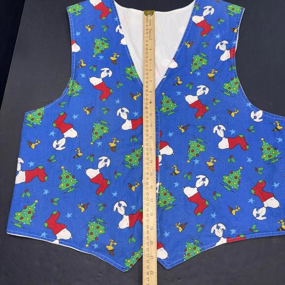 Snoopy Woodstock Handmade Christmas Tree Holly 4 Button Vest - Picture 7 of 10